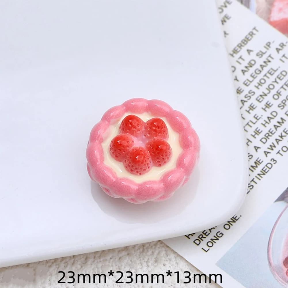 10 pièces brillant fraise tarte série résine Flatback Cabochons pour épingle à cheveux Scrapbooking