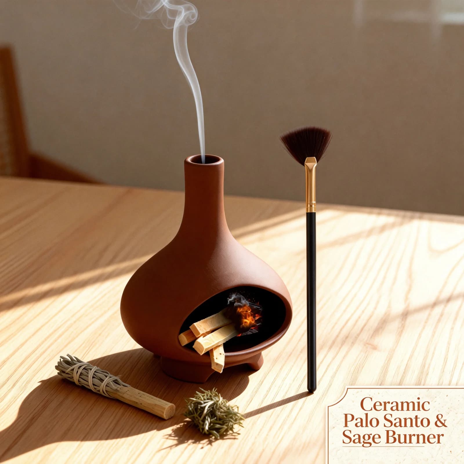 Brûleur d'encens Palo Santo et sauge en céramique élégant, avec brûleur d'encens de cheminée, pour la méditation, le Yoga et l'aromathérapie, décoration de la maison, cadeau